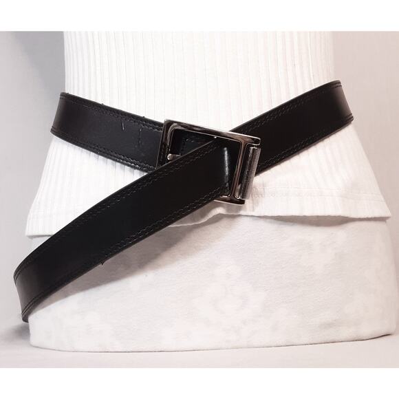 Dickies Genuine Leather Belt 44 Waist Black Double Border Stitch Detail - Picture 1 of 11